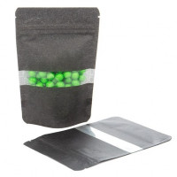 Stand Up Pouches Rice Paper Black with Window 10.2x6x15.2cm | 57 grams (100 pieces) [ZBGR2B]