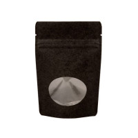 Stand Up Pouches Kraft Black with oval Window 10.2x6x15.2cm | 57 grams (100 pieces) [ZBGO2BK]