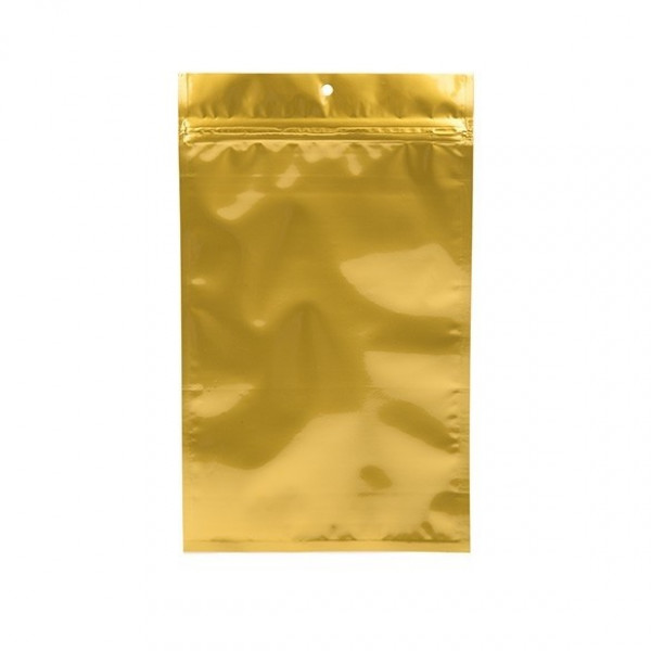 Gold Metallized Hanging Zipper Barrier Bags 9.2 x 12.7 cm (100 Pieces) [HZBB4MG]